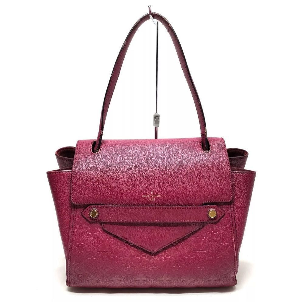 Auth Louis Vuitton Burgundy Monogram Empreinte Leather Trocadero Shoulder Bag NM